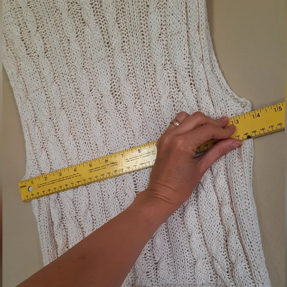 By Together Knitted Cotton Sweater Vest Cream Loose Weave Grandma Classic